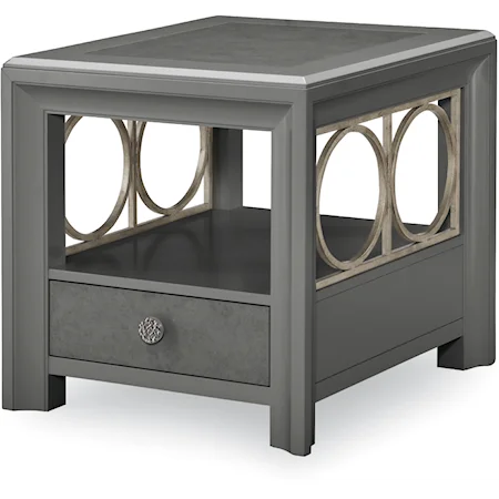 1 Drawer End Table with Metal Side Accents